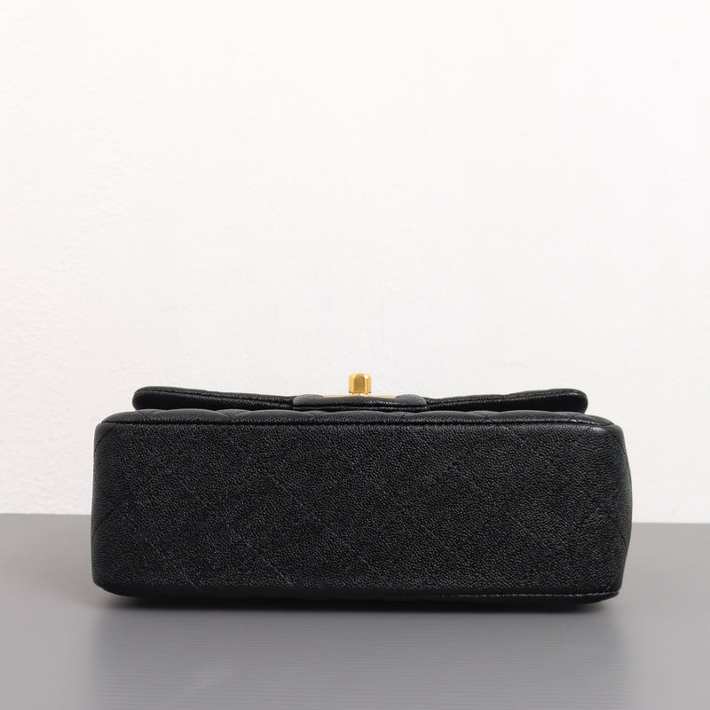 Chanel Mini Rectangle with Top Handle 21S Black Caviar Gold Hardware-details