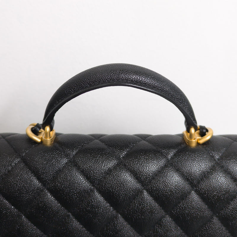 Chanel Mini Rectangle with Top Handle 21S Black Caviar Gold Hardware-details