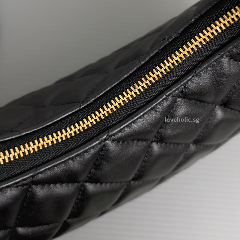 Chanel Half Moon Hobo Bag 23P Black Lambskin Light Gold Hardware-details