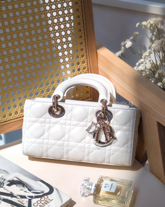 Dior Lady D-Joy Small | Latte Lambskin Light Gold Hardware-front