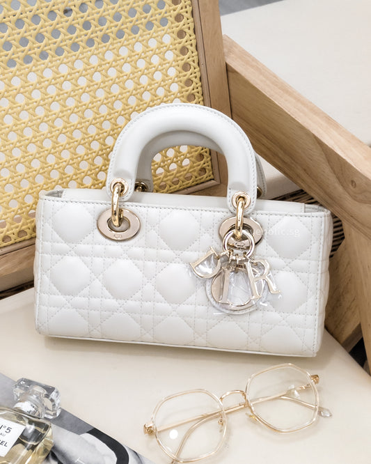Lady D-Joy Small | Latte Lambskin Light Gold Hardware