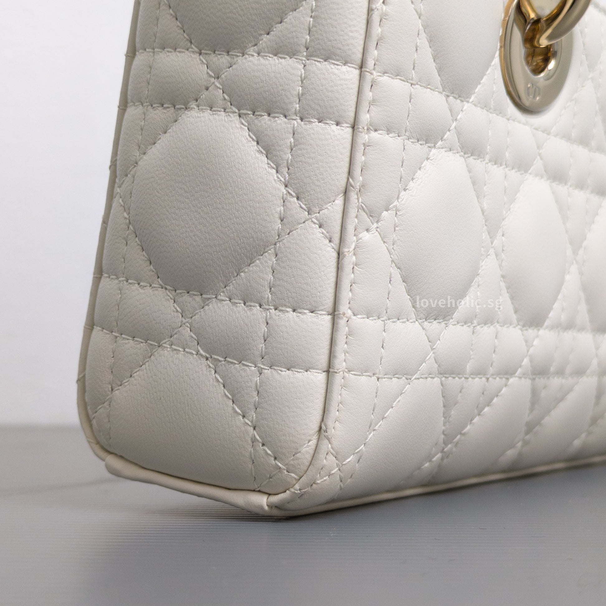 Dior Lady D-Joy Small | Latte Lambskin Light Gold Hardware-details