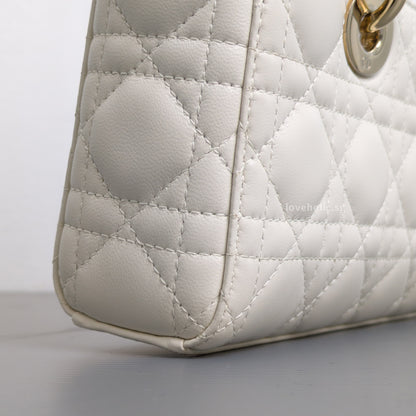 Dior Lady D-Joy Small | Latte Lambskin Light Gold Hardware-details