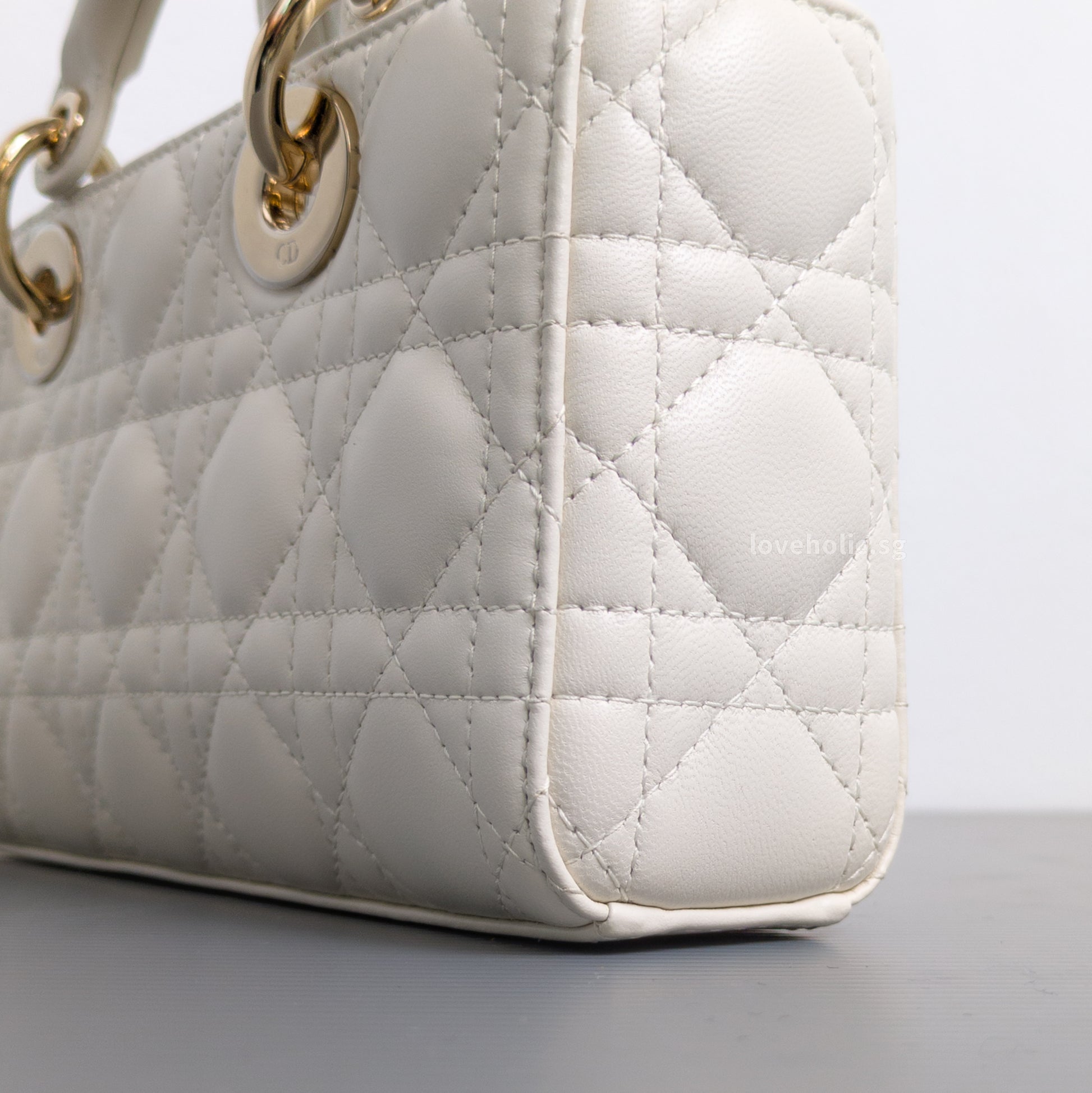 Dior Lady D-Joy Small | Latte Lambskin Light Gold Hardware-details