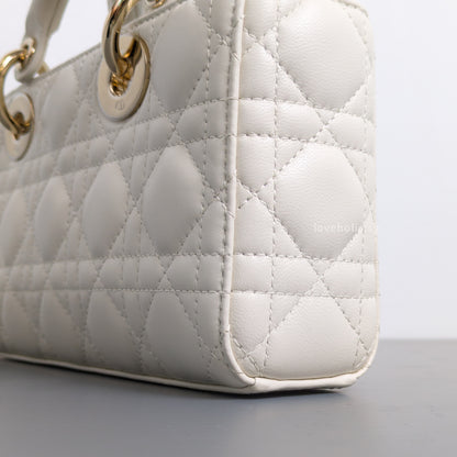 Dior Lady D-Joy Small | Latte Lambskin Light Gold Hardware-details