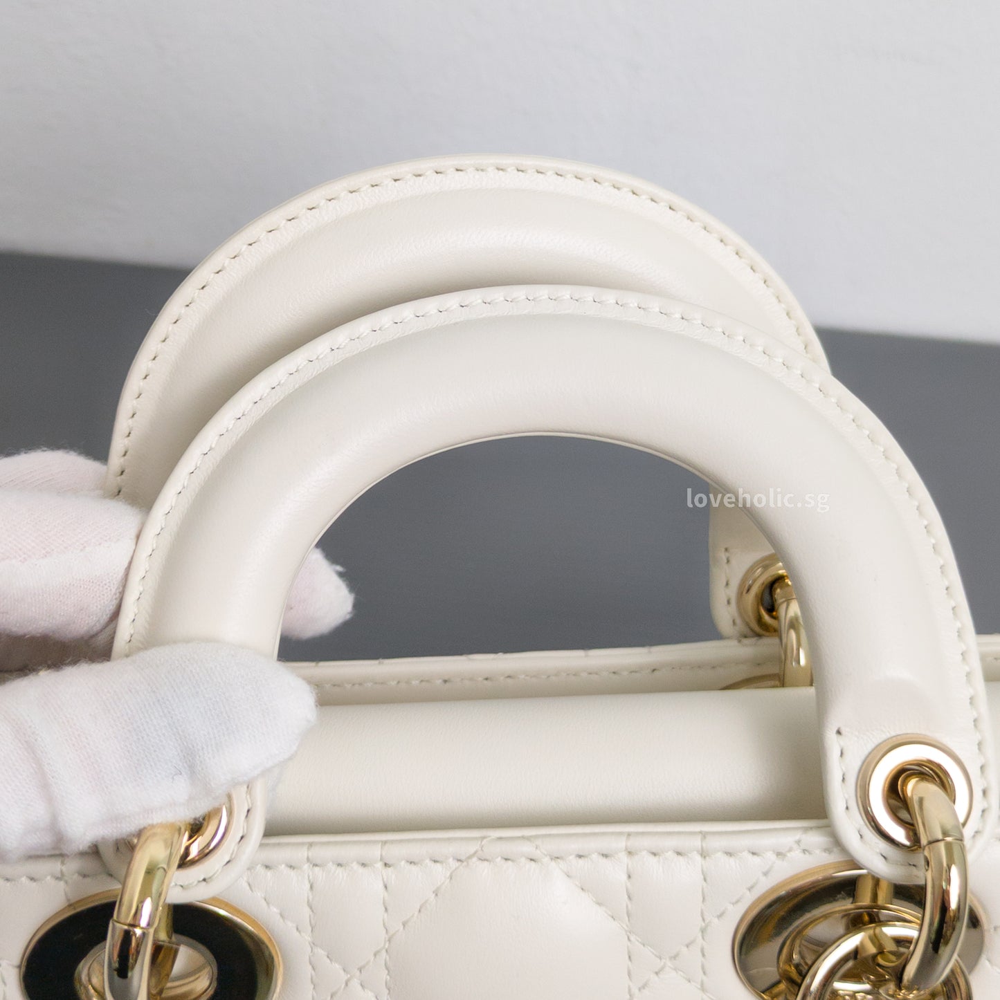Dior Lady D-Joy Small | Latte Lambskin Light Gold Hardware-details