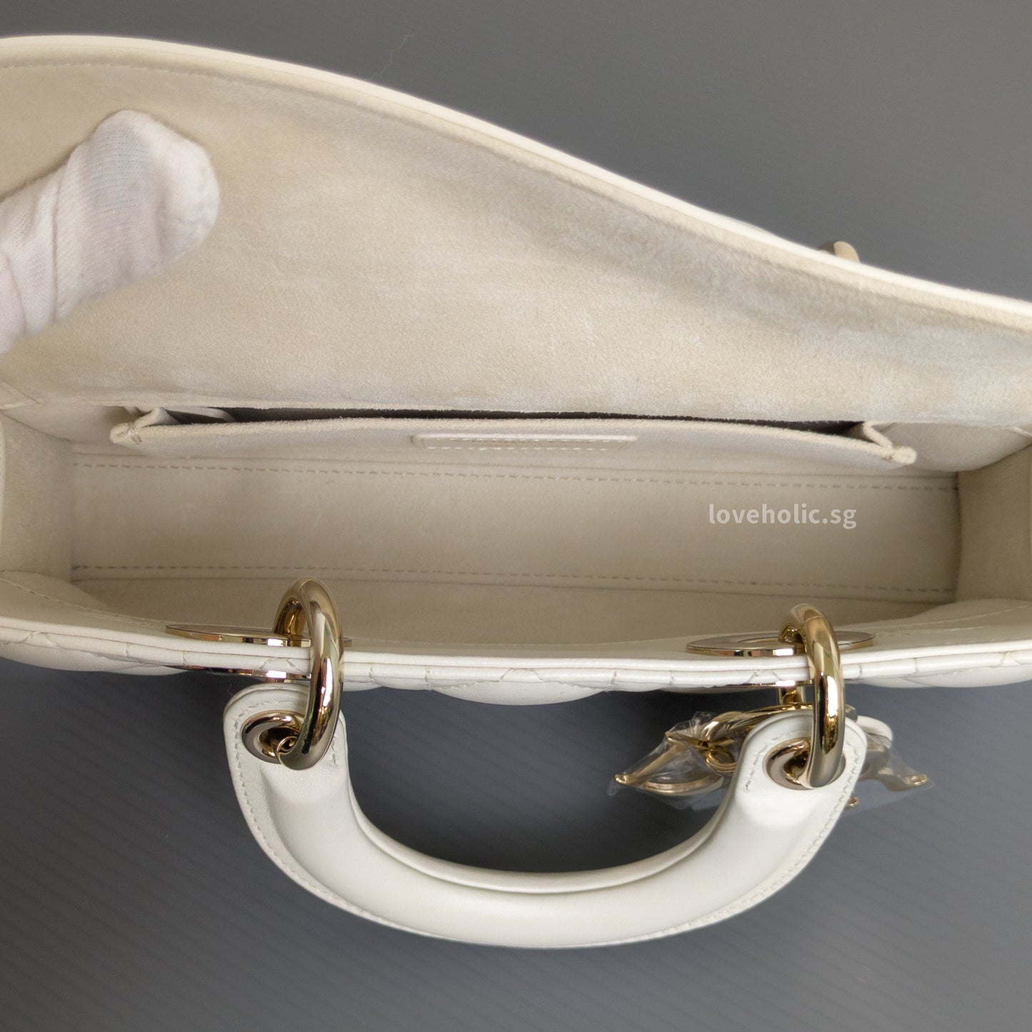 Dior Lady D-Joy Small | Latte Lambskin Light Gold Hardware-details