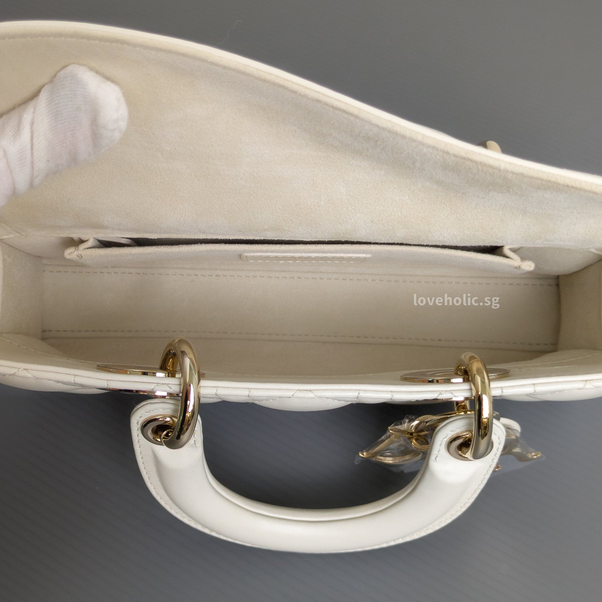 Dior Lady D-Joy Small | Latte Lambskin Light Gold Hardware-details