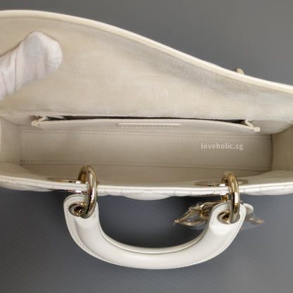 Dior Lady D-Joy Small | Latte Lambskin Light Gold Hardware-details
