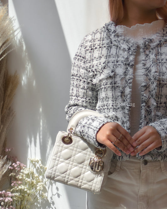 Dior Lady Dior Mini | Latte Lambskin Light Gold Hardware-model