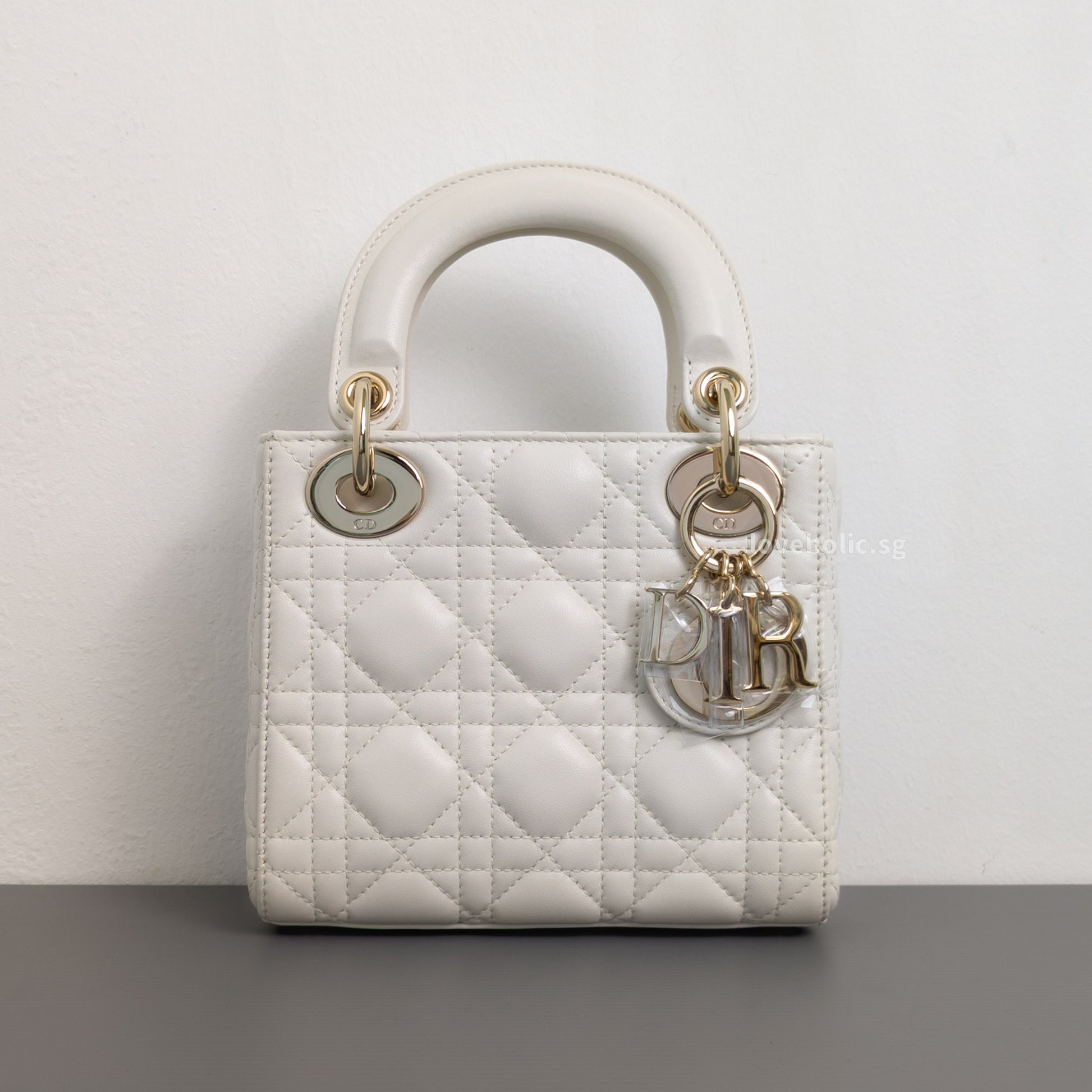 Dior Lady Dior Mini | Latte Lambskin Light Gold Hardware-front1