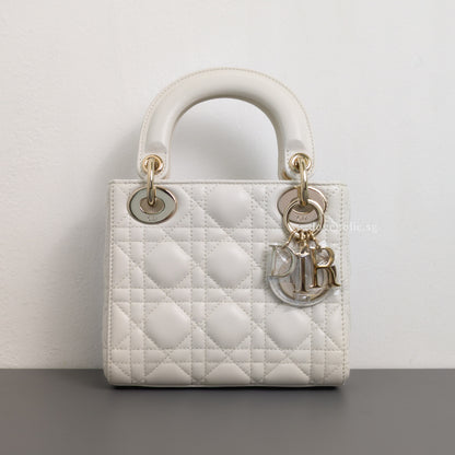 Dior Lady Dior Mini | Latte Lambskin Light Gold Hardware-front1