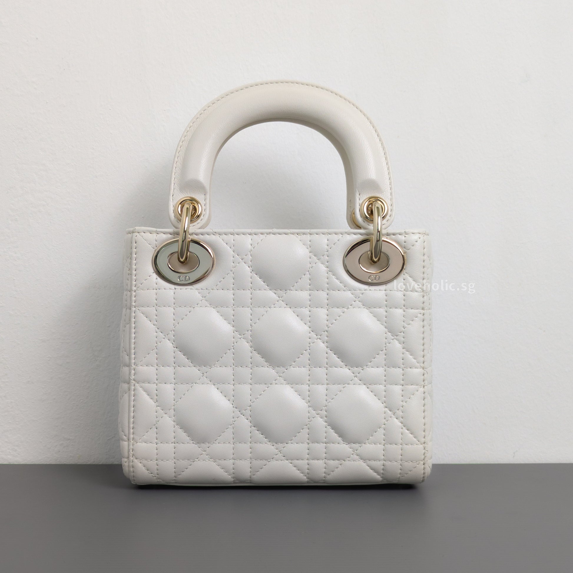 Dior Lady Dior Mini | Latte Lambskin Light Gold Hardware-back