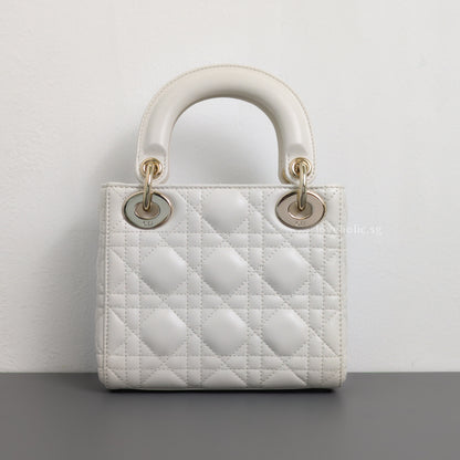 Dior Lady Dior Mini | Latte Lambskin Light Gold Hardware-back