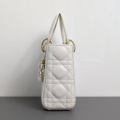Dior Lady Dior Mini | Latte Lambskin Light Gold Hardware-side