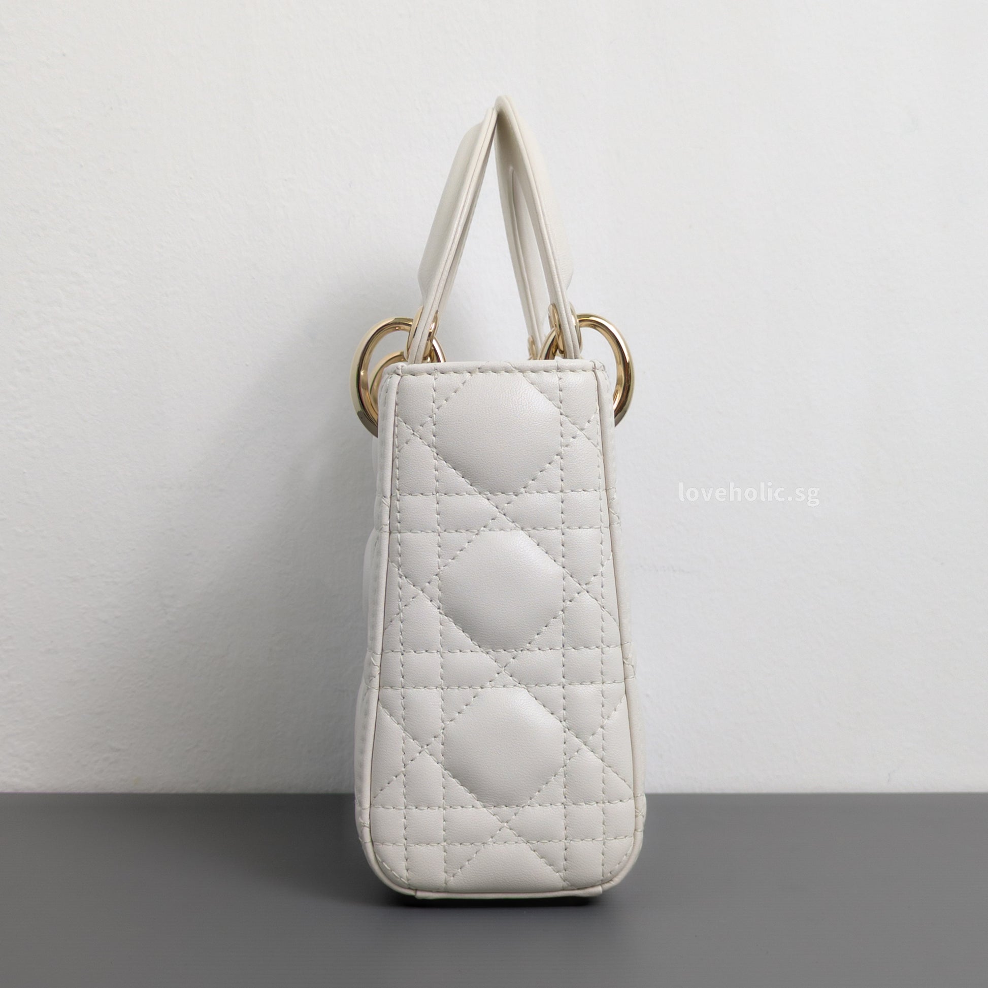 Dior Lady Dior Mini | Latte Lambskin Light Gold Hardware-details