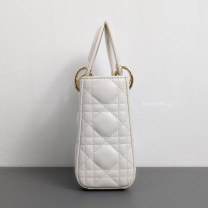 Dior Lady Dior Mini | Latte Lambskin Light Gold Hardware-details