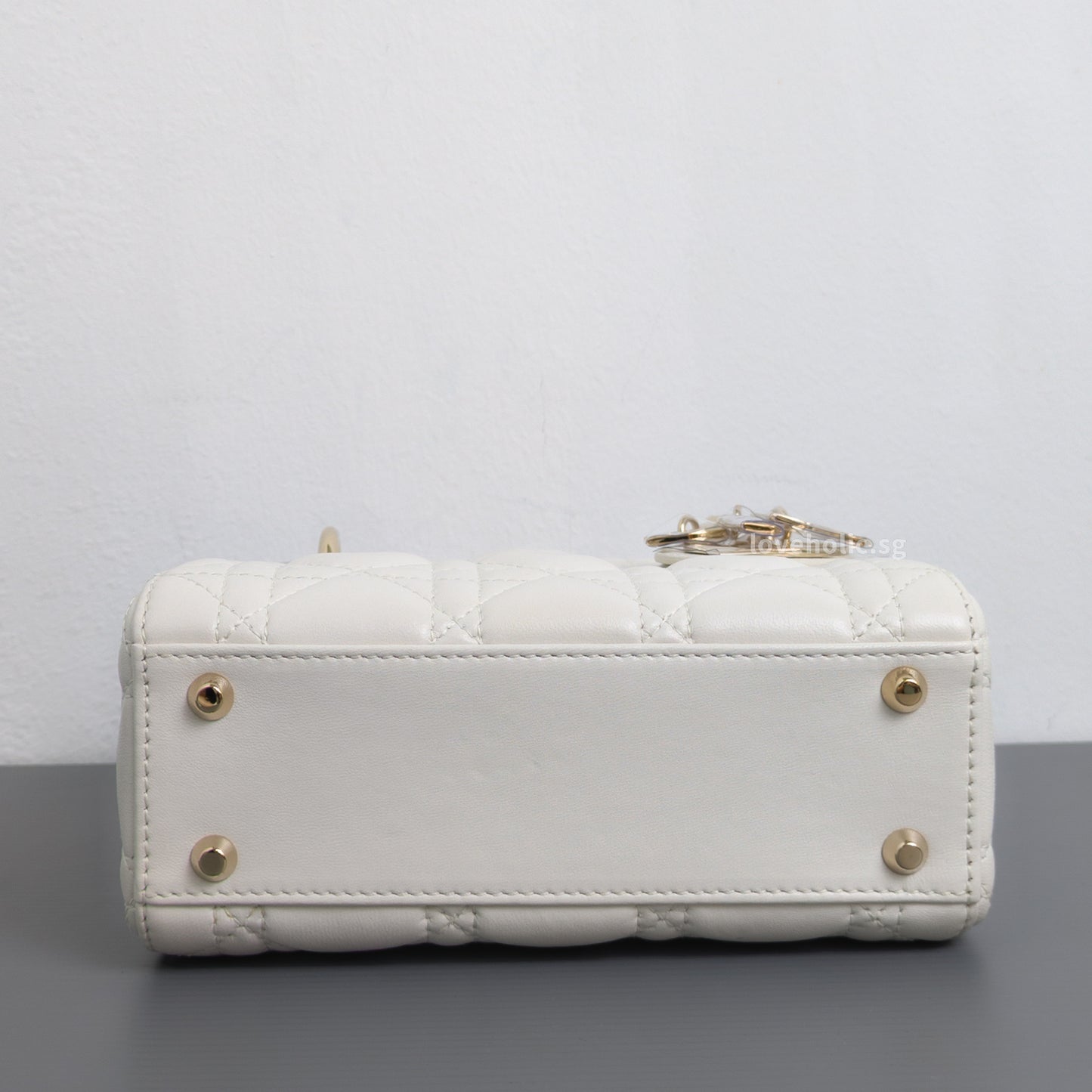 Dior Lady Dior Mini | Latte Lambskin Light Gold Hardware-details