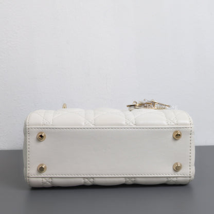 Dior Lady Dior Mini | Latte Lambskin Light Gold Hardware-details