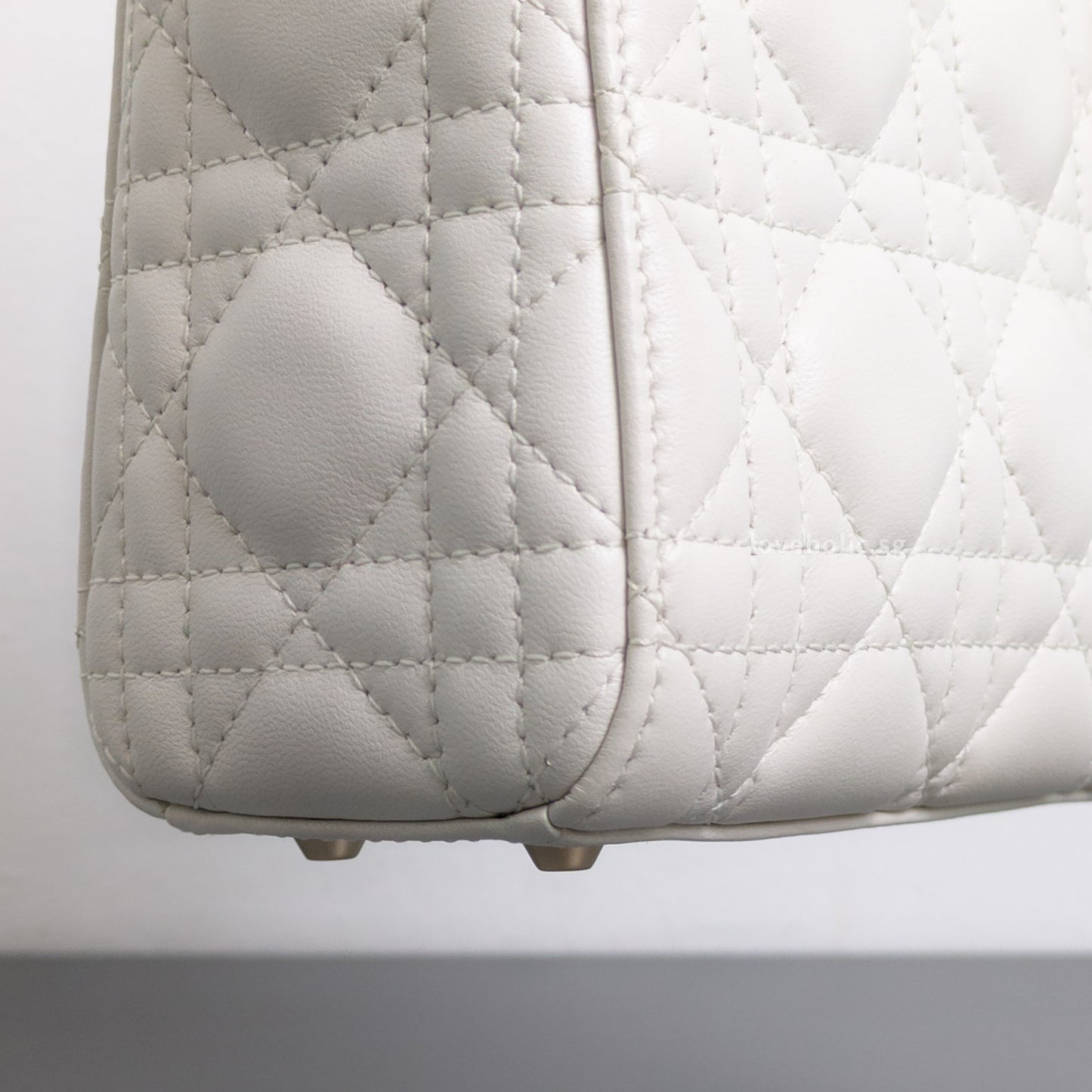 Dior Lady Dior Mini | Latte Lambskin Light Gold Hardware-details