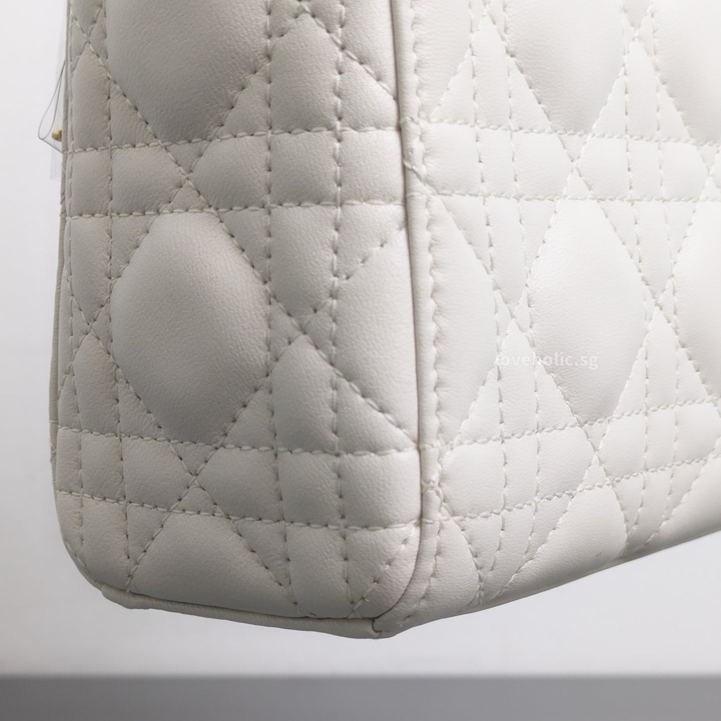 Dior Lady Dior Mini | Latte Lambskin Light Gold Hardware-details