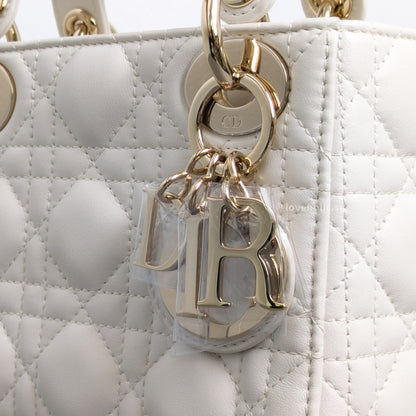 Dior Lady Dior Mini | Latte Lambskin Light Gold Hardware-details