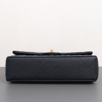 Chanel Classic Flap Medium | Midnight Blue Caviar Light Gold Hardware-details