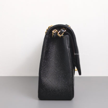 Chanel Classic Flap Jumbo | Black Caviar Gold Hardware-details