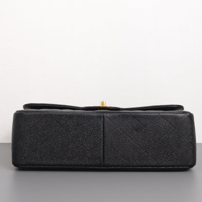 Chanel Classic Flap Jumbo | Black Caviar Gold Hardware-details