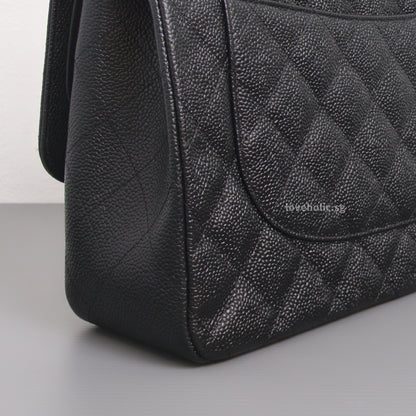 Chanel Classic Flap Jumbo | Black Caviar Gold Hardware-details