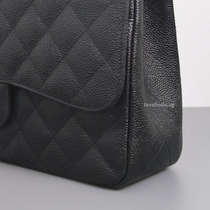 Chanel Classic Flap Jumbo | Black Caviar Gold Hardware-details
