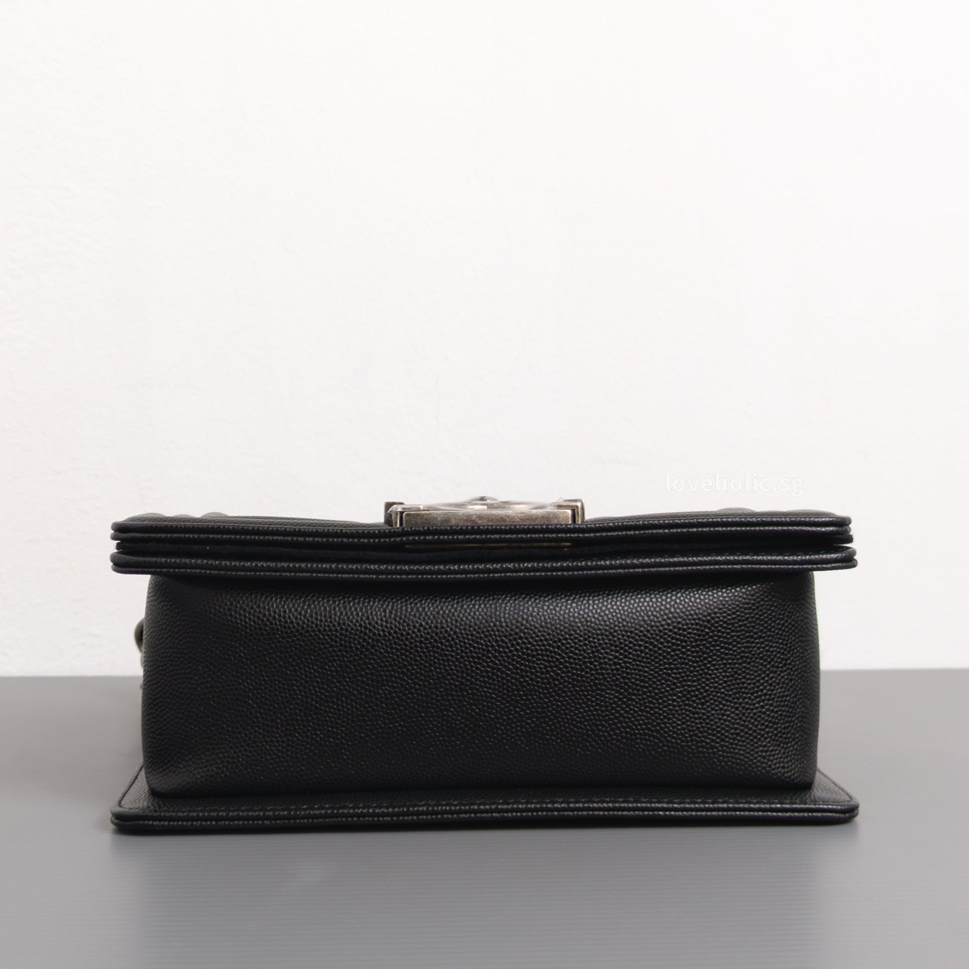 Chanel Boy Small | Black Caviar Ruthenium Hardware-details