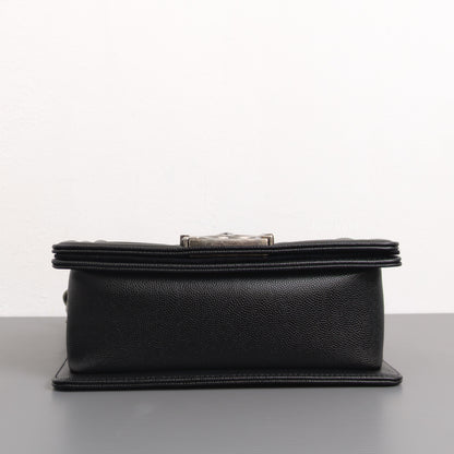 Chanel Boy Small | Black Caviar Ruthenium Hardware-details