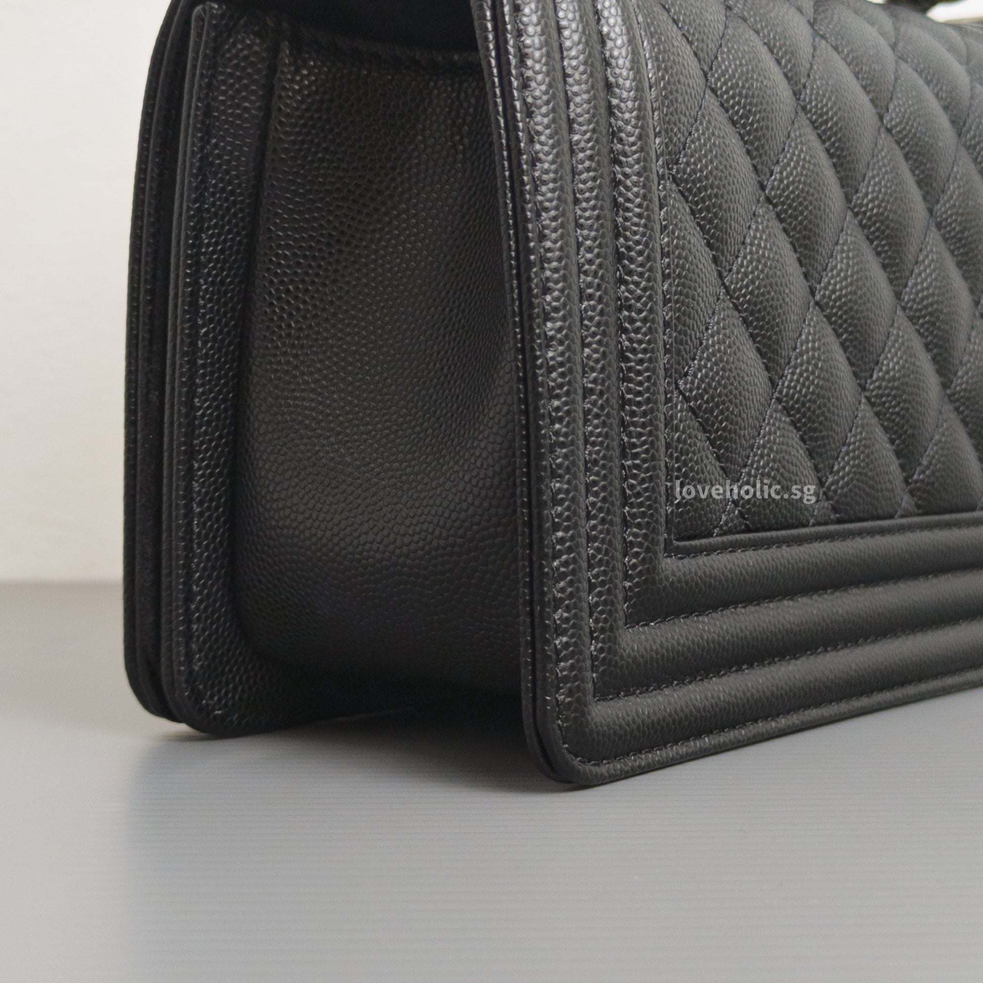 Chanel Boy Small | Black Caviar Ruthenium Hardware-details