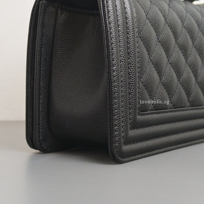 Chanel Boy Small | Black Caviar Ruthenium Hardware-details
