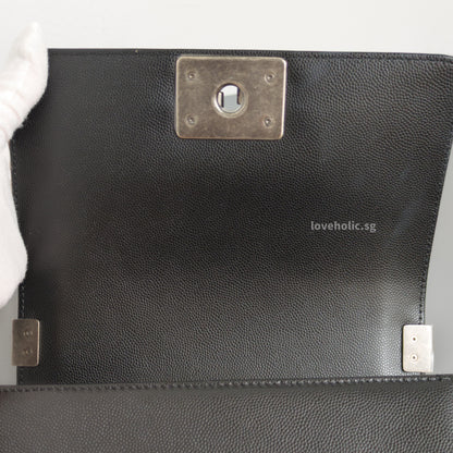 Chanel Boy Small | Black Caviar Ruthenium Hardware-details