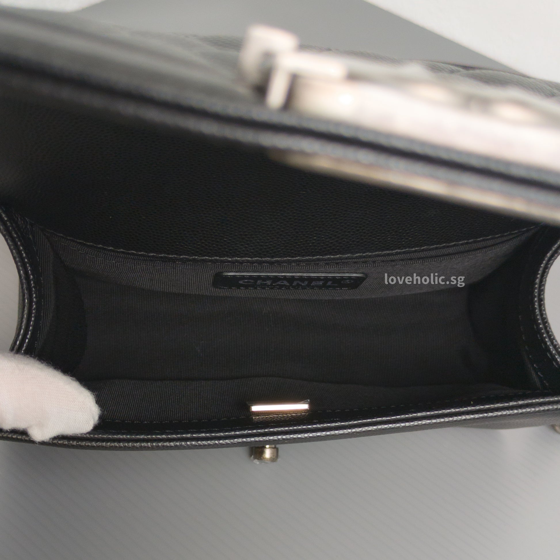 Chanel Boy Small | Black Caviar Ruthenium Hardware-details