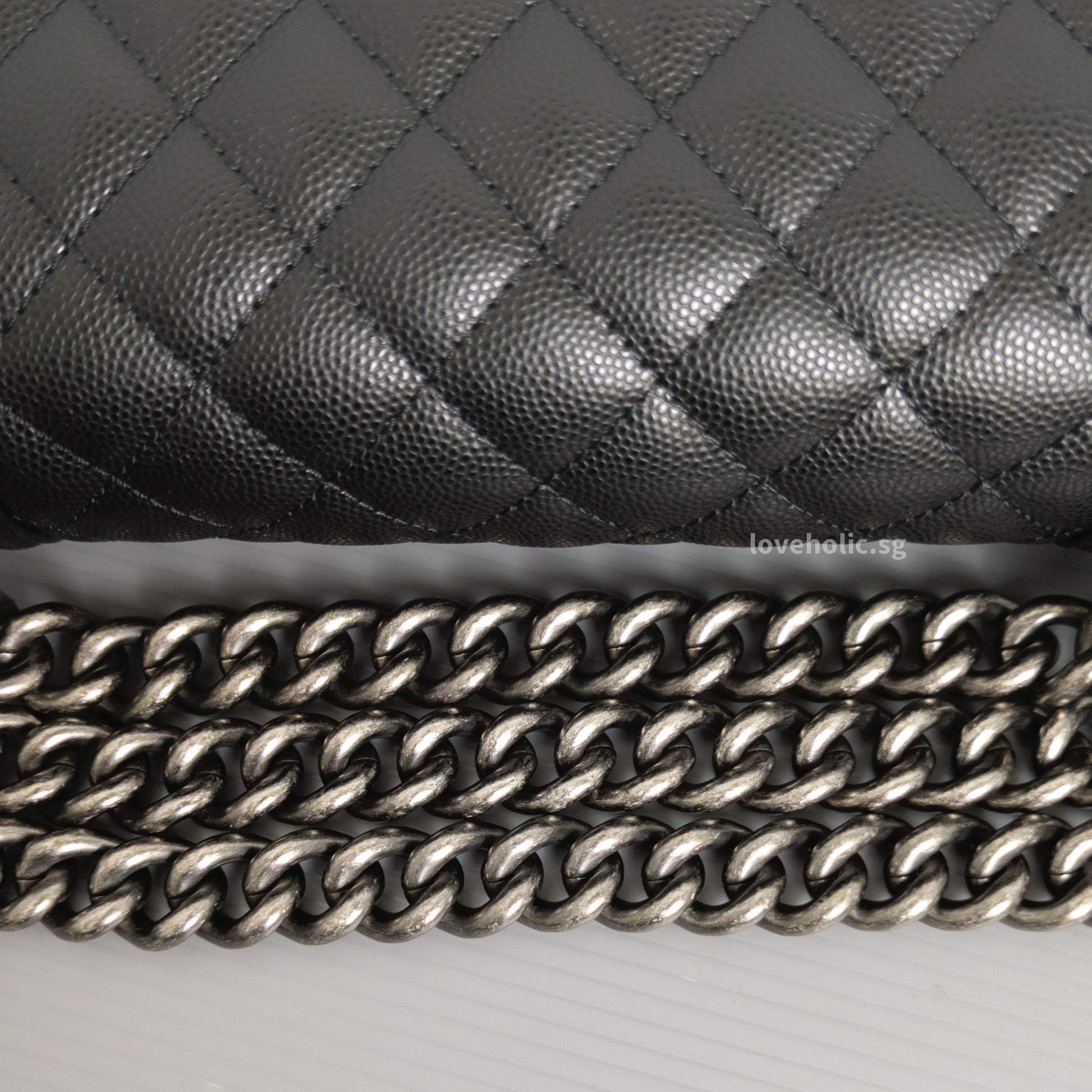 Chanel Boy Small | Black Caviar Ruthenium Hardware-details