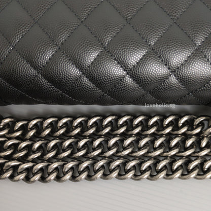 Chanel Boy Small | Black Caviar Ruthenium Hardware-details