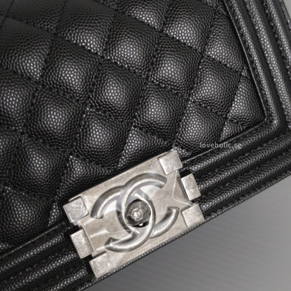Chanel Boy Small | Black Caviar Ruthenium Hardware-details