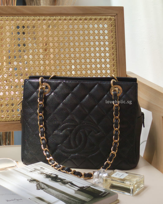 Chanel PTT Petite Timeless Tote Black Caviar Gold Hardware-front