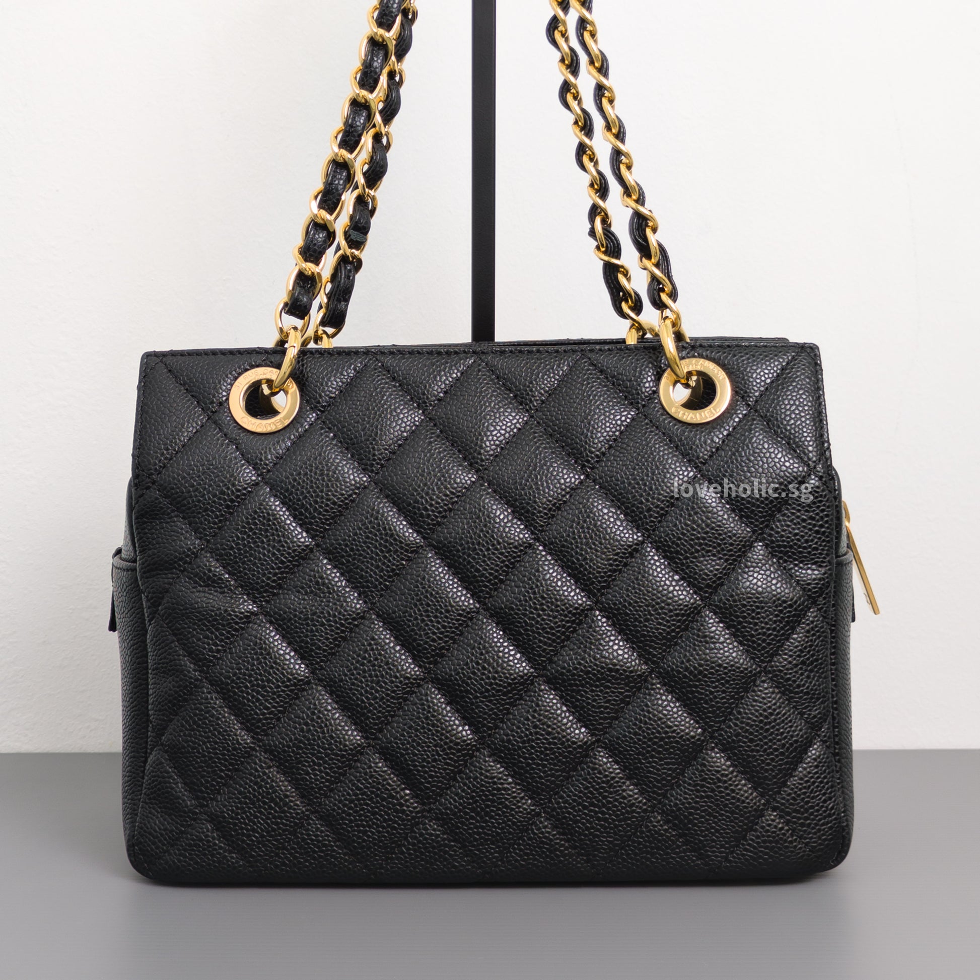 Chanel PTT Petite Timeless Tote Black Caviar Gold Hardware-back