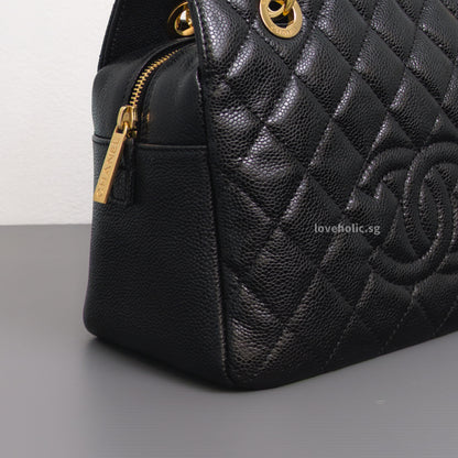Chanel PTT Petite Timeless Tote Black Caviar Gold Hardware-details