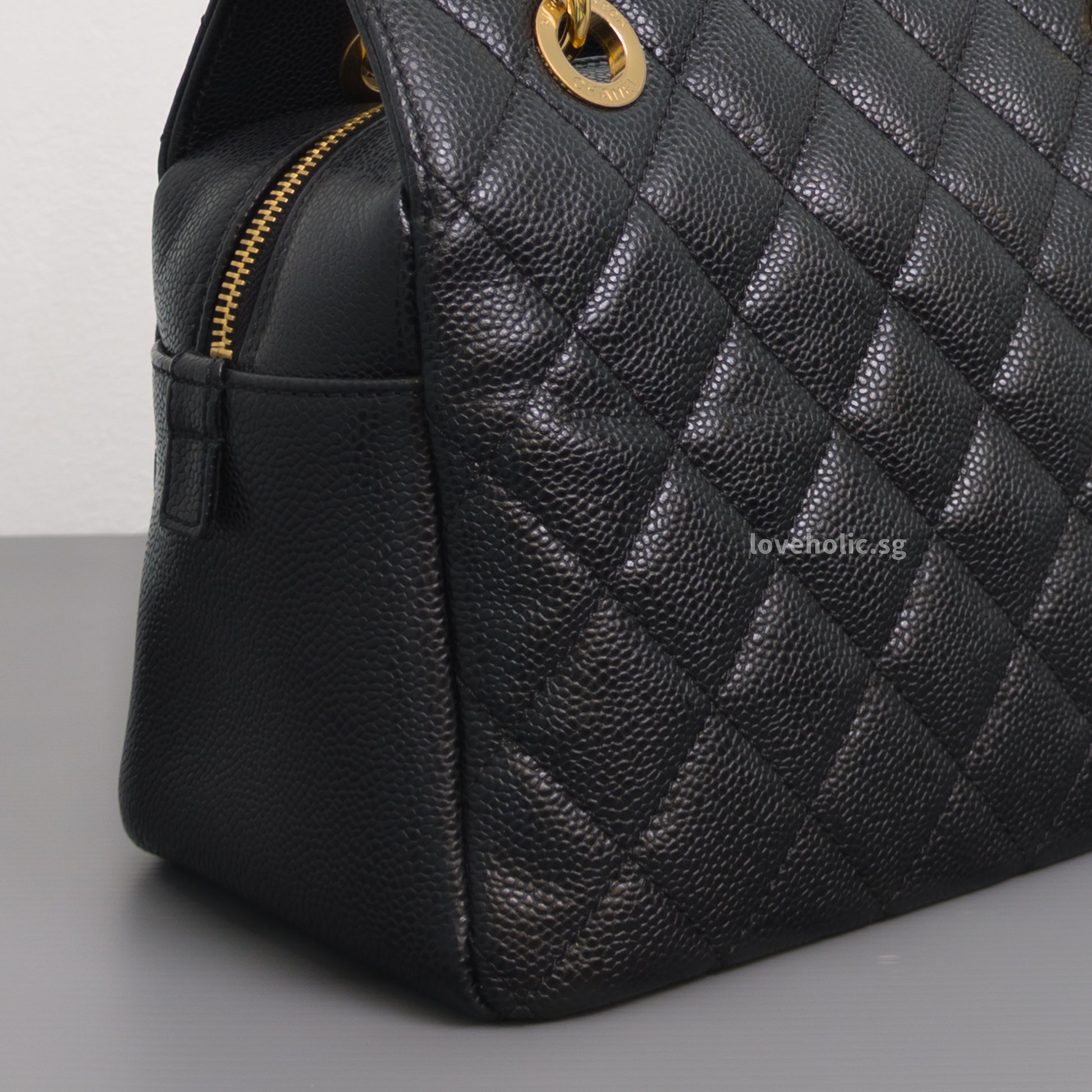 Chanel PTT Petite Timeless Tote Black Caviar Gold Hardware-details