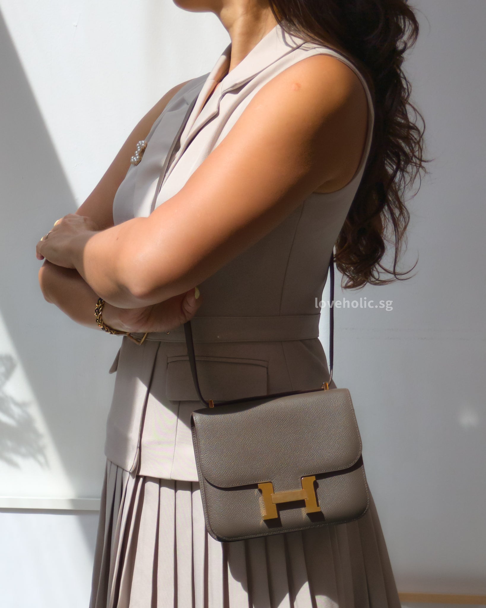 Hermes Constance 18 Mini | Etain Epsom Gold Hardware-model
