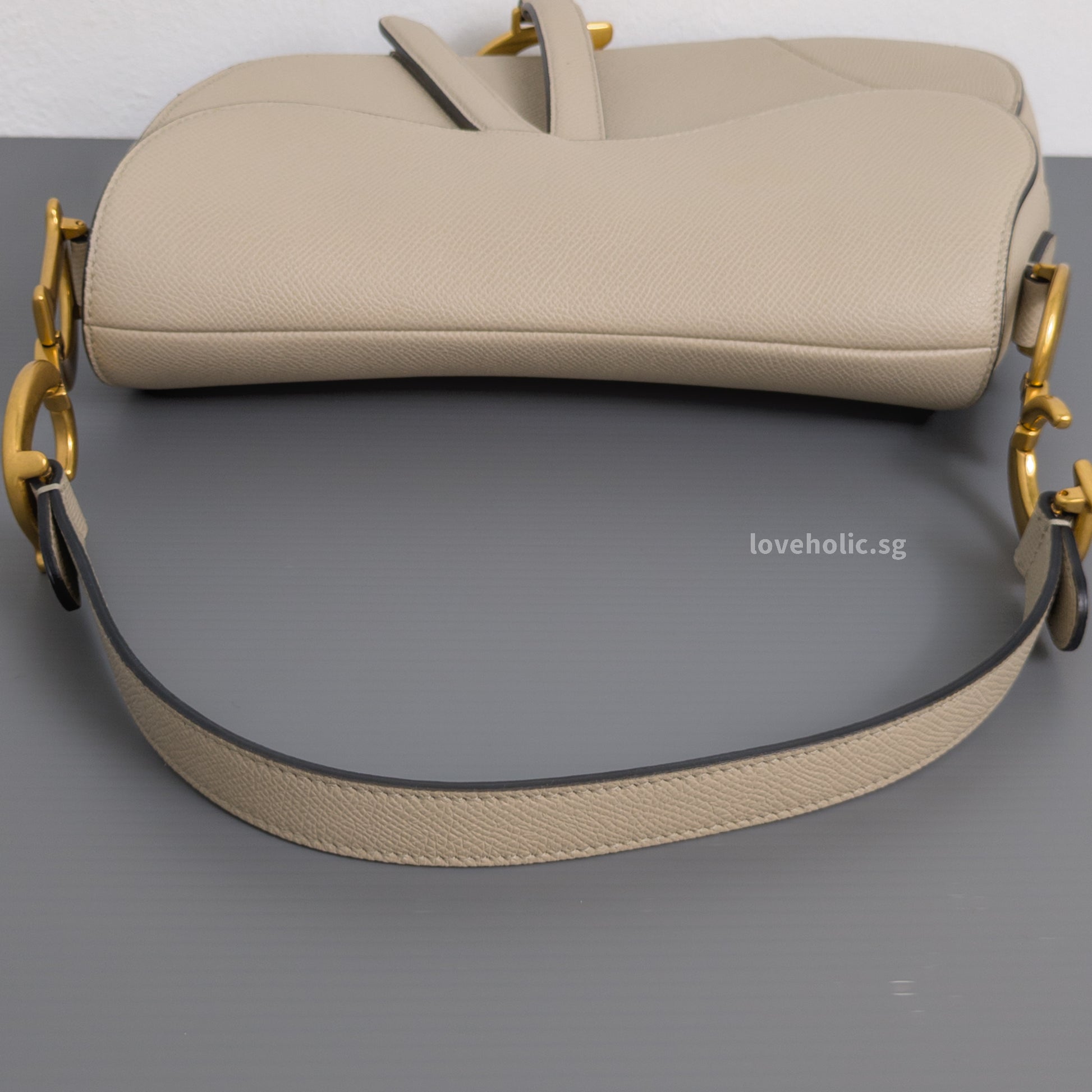 Dior Saddle Beige Grained Calfskin Brushed Gold Hardware-details