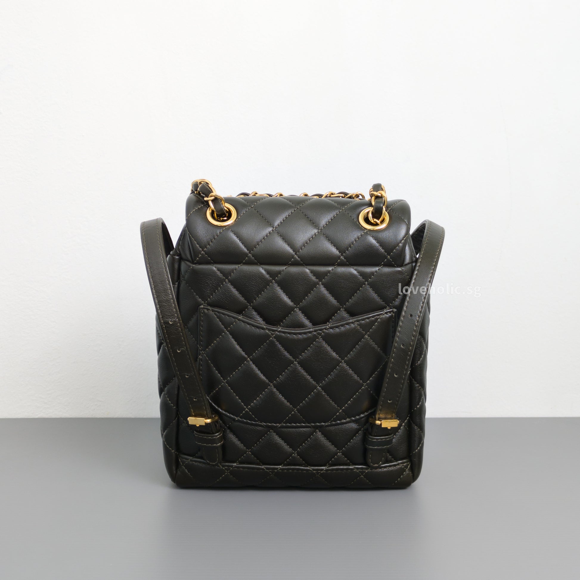 Chanel Urban Spirit Backpack Mini | Black Lambskin Gold Hardware-back
