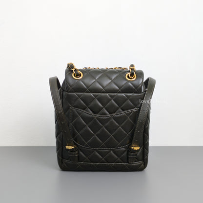 Chanel Urban Spirit Backpack Mini | Black Lambskin Gold Hardware-back