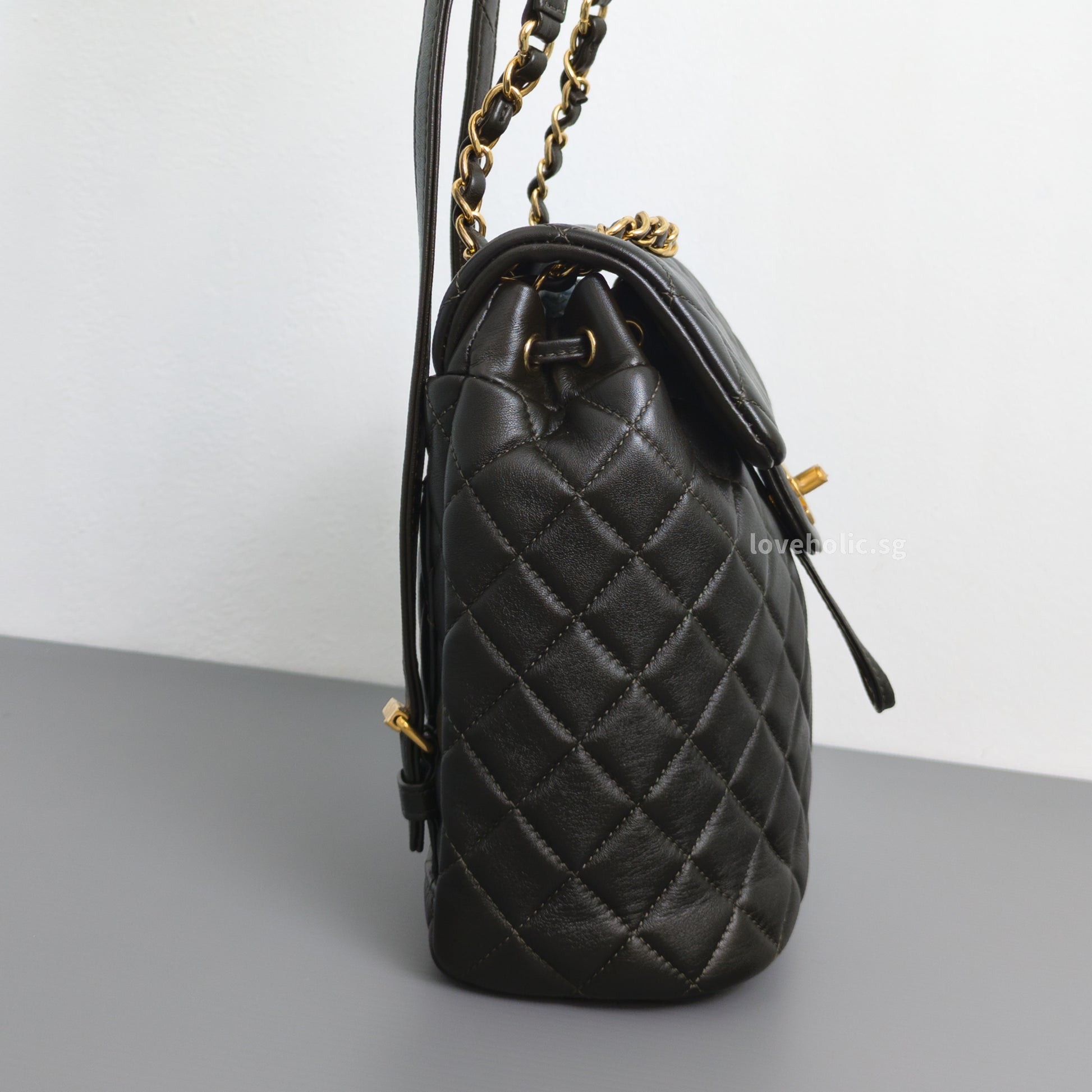 Chanel Urban Spirit Backpack Mini | Black Lambskin Gold Hardware-details