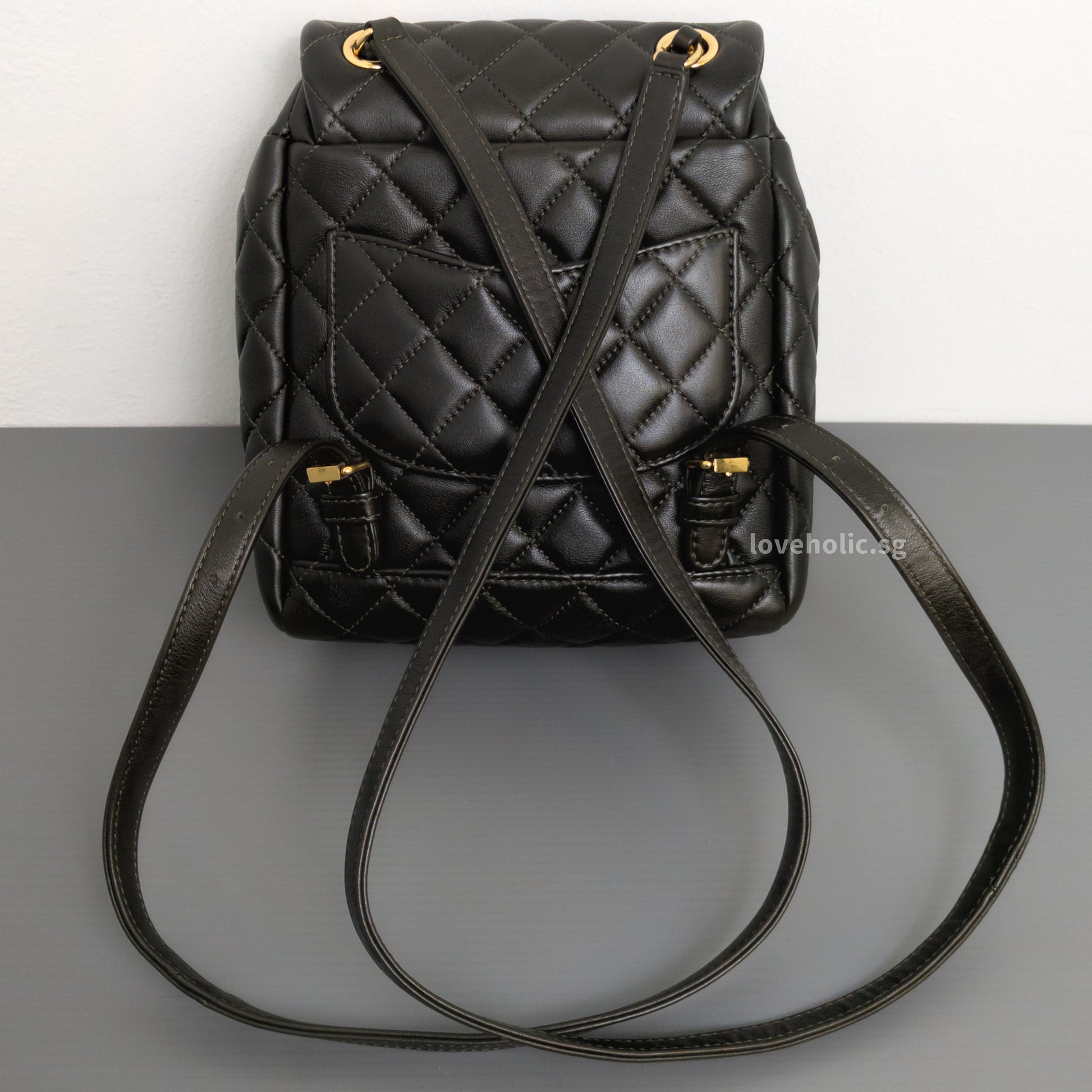 Chanel Urban Spirit Backpack Mini | Black Lambskin Gold Hardware-details